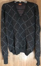 Men&#39;s Sweater - Nordstrom - Gray Diamonds - V-Neck - 100% Merino Wool - Size L - £19.01 GBP