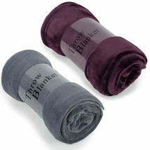 Gray Purple  2Pack Throw Blanket Printed Lightweight Sofa Couch Bed - £38.35 GBP