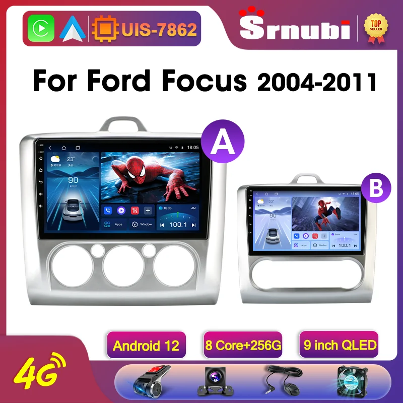 Srnubi Android 12.0 Car Radio For Ford Focus 2 3 Mk2 Mk3 2005-2011 Multimedia - £78.28 GBP+