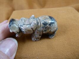 Y-HIP-590 Pink Tan Black Rhodonite HIPPO Hippopotamus Gemstone figurine ... - $15.79