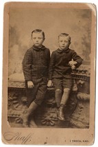 Cabinet Card Photo of Two Cutest Brothers Dressed 4.25&quot;x6.5&quot; Seneca, Kas - Named - £18.78 GBP