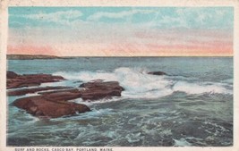 Portland Maine ME Surf and Rocks1924 Postcard C23 - £2.40 GBP