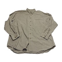 Eddie Bauer Shirt Mens XL Ivory 100% Cotton Plaid Long Sleeve Casual But... - $23.70