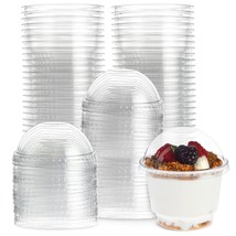 50 Pack 8 Oz Clear Plastic Cups With Dome Lids For Dessert, Small Contai... - £24.74 GBP