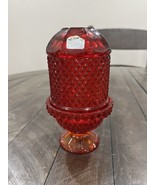 Vintage Viking Glass Red Amberina Diamond Point Glimmer Fairy Lamp Light... - $125.02 CAD