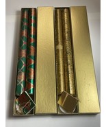 High Quality Vintage In Box Wrapping Paper &amp; Tissue Sets W Tags Gold Cor... - £21.53 GBP