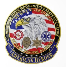 American Heroes Fire Police Emt Aluminum Sign 12 Inches Made In Usa - £11.15 GBP