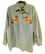 VTG Quizz Womens Button-Up Long Sleeve Embroidered Teddy Bears Denim Shi... - £18.65 GBP