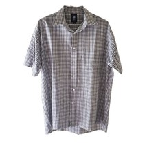 Daniel M Men&#39;s Gray Check Short Sleeve Button Down Shirt with Pocket - £11.33 GBP