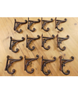 12 RUSTIC COAT HOOKS ANTIQUE STYLE CAST IRON 4.5&quot; WALL DOUBLE RESTORATIO... - $955.24 MXN