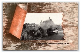 Climbing on the Rocks Hampton Beach NH Birch Border UNP DB Postcard W13 - £5.55 GBP