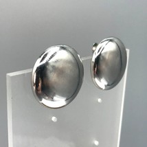 Coro Silver Tone Dome Button Earrings, Vintage Clip On Minimalist Fashion - £38.00 GBP