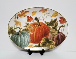 NEW Certified International Autumn Harvest Pumpkin Platter 16&quot; x 12&quot; Earthenware - £55.94 GBP