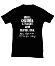 Funny TShirt White Christian Straight and Republican Black-V-Tee  - £17.26 GBP