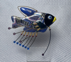 Jewelry 10 By Cynthia Chuang Brooch Fish Sealife Nautical Beaded Metal Porcelain - £102.35 GBP