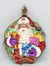 Christopher Radko A Gift For Giving Santa Wreath Glass Christmas Ornament 5” - £38.29 GBP