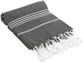 Black Beach Towels, Turkish Beach Towel 39 x 70 Dry Sand Free Lightweight - £15.31 GBP