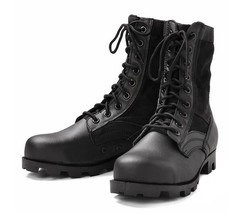 NEW MILITARY JUNGLE COMBAT BOOTS BLACK SUMMER HOT WEATHER VENTED ALL SIZES - £35.37 GBP