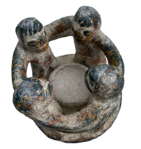 Vintage Circle Of Friends Candle Holder Mexican Pottery Mayan Sculpture Folk Art - £16.35 GBP