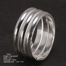 Genuine 925 Sterling Silver Spring Ring Simple Multi-Layers Elegant Jewelry Open - £30.11 GBP+