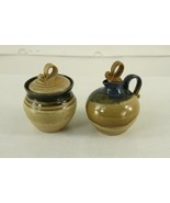 MODERN Studio Glazed Art Pottery BLUM Creamer &amp; Sugar Set Tan Blue &amp; Green - £22.98 GBP