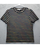 Emil Rutenberg Shirt Top Womens L Multi Striped Short Sleeve Round Neck ... - $27.80 CAD