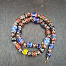 Vintage Chevron Venetian Style Multilayers Glass Beads Necklace 15-8mm M... - £45.50 GBP