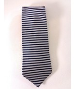Tommy Hilfiger Mens 100% Silk Tie Silver Navy Blue Stripes - £20.87 GBP