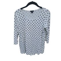 J.Jill Blouse S/P Womens 3/4 Sleeve White Black Crew Neck Flowy Casual Top - £13.23 GBP