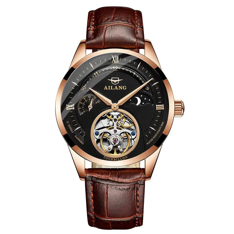 Tourbillon Men's Watch Men Sun And Moon Phase Automatic Diesel Watches Men Mec - $125.00