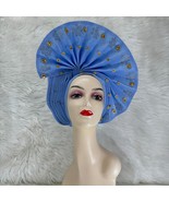 African Gele Fabric Turban Headtie Auto Gele Stones Made Head Wear Hat A... - $81.76 CAD
