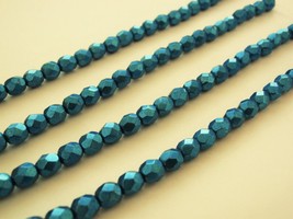25 6 mm Czech Glass Firepolish Beads: Saturated Metallic - Nebulas Blue - £1.95 GBP