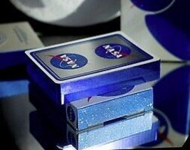 Limited Edition Foil Gilded Nasa Foil “Meatball” Logo Playing Cards- Nasa Blue - $67.68