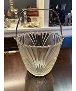 Brockway Nouveau Clear Ice Bucket Hammered Metal Handle Vintage - $20.00