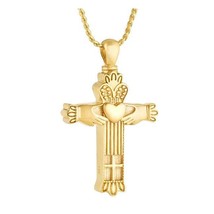 Claddagh Cross 14KT Gold Cremation Jewelry Urn - £613.53 GBP