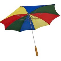 Large Vintage Wooden Handle Rainbow Umbrella - $72.00