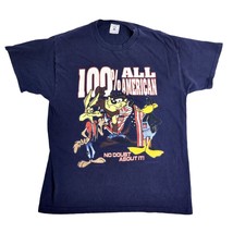 Vintage 90&#39;s Looney Tunes T-shirt 100% All American Size Medium Taz Daffy Bugs - £27.20 GBP