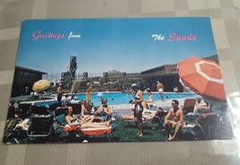 Pool Greetings From The Sands Las Vegas Nevada Postcard Swimsuit Copa Room - £5.31 GBP