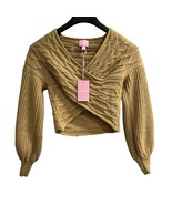 Muse Republic Clothing Sweater Womens S Tan Faux Wrap Cable Knit Cropped... - $39.40