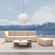 Cleo Modular Patio Ottoman - Almond Beige Axroma Olefin - $6,596.53 MXN