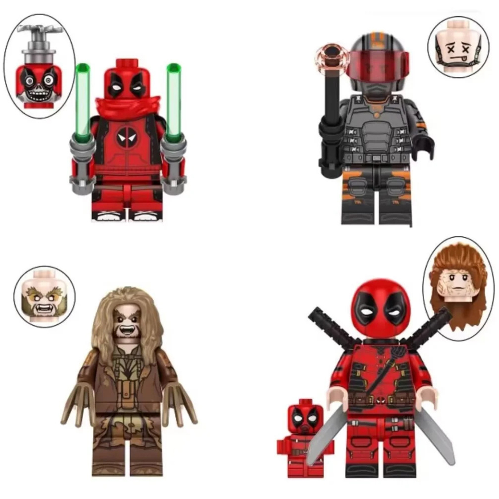 4Pcs Marvel Superhero Minifigure Kidpool Sabretooth Skeleton Deadpool Mi... - $14.29