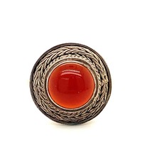 Vintage Sign Sterling BA Bali Suarti Indonesia Carnelian Rope Accent Ring 10 1/2 - $54.45