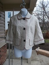 NWT TALBOTS BEIGE, BLACK. RED TRIM BLAZER 14 $178 - £39.95 GBP