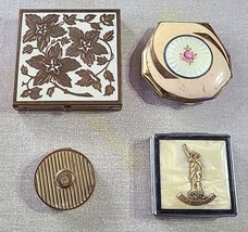 Vtg Makeup Compact Mirror Pill Box Lot of 4 Airspun Elgin American Stat ... - $69.89