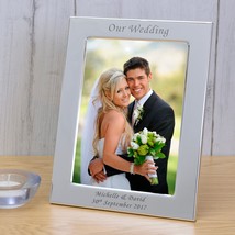 Personalised Engraved Our Wedding Silver Plated Photo Frame Custom Messa... - £12.51 GBP