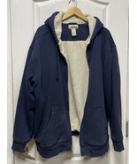 LL Bean Katahdin Iron Works Lined Hoodie Men&#39;s Large Tall Blue Heavy Jacket - $24.50