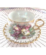 Royal Sealy 3 Footed Double Wedding Ring Handle Cup Pierced Edge Saucer ... - £23.91 GBP