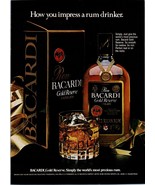 1981 Bacardi Gold Reserve Rum Puerto Rico Vintage Print Ad Bar 80s Wall Art - $10.97