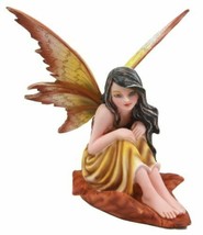 Fall Fairy Figurine Red Oak Leaf Autumn Garden Faerie Fantasy Sculpture 5.5&quot;H - £29.40 GBP