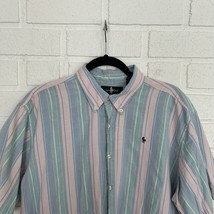 Vintage Pastel Striped Button Up Shirt Hunt Club Mens XL 17-17.5 Short Sleeve - £15.10 GBP